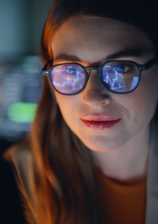 Women staring at screen